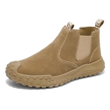 Imagem de Legou Botas masculinas, Chelsea, sem cadarço, para trabalho diário, caminhadas, acampamento, confortáveis e leves, Cáqui, 8