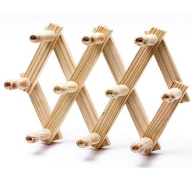 Imagem de Cabide cabideiro sanfona 10 ganchos madeira resistente multifuncional 