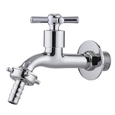 Imagem de Torneira Curta Parede 1/2" Jardim, Tanque, Lavanderia e Área Externa SOFTINOX — Metal e ABS, 1/4 de Volta, Bico Removível 3/4 (C-31)