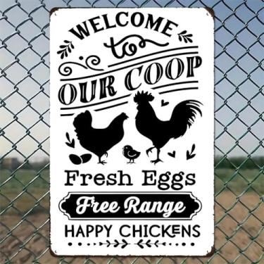 Imagem de Welcome To Our Coop Arte de parede de alumínio rústico e placa de metal - 20,3 x 30,5 cm decoração vintage para ambientes internos e externos para casa, escritório, café, quintal e jardim, fazenda