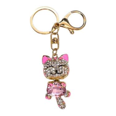 Imagem de Chaveiro Maneki Gato da Sorte Metal Com Strass - Equilíbrio Pedras Nat