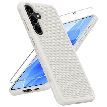 Imagem de FNTCASE Capa para Samsung Galaxy S25 FE: proteção leve à prova de choque com protetor de tela resistente para celular antiderrapante, proteção contra quedas de grau militar para S25FE (branco)