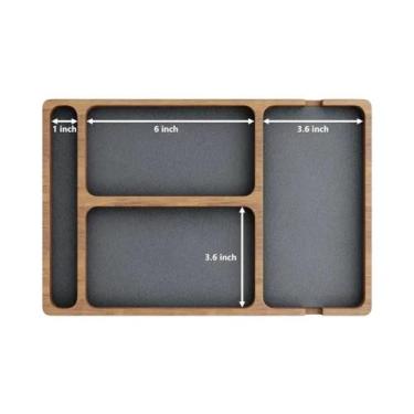 Imagem de Organizador De Mesa De Escritório Com 4 Divisórias De Madeira Para Car