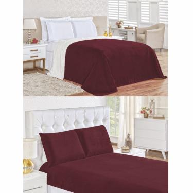 Imagem de Kit Fascinio Queen Cobertor + Lençol 4 Peças - Vinho