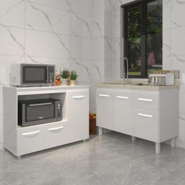 Imagem de Gabinete Cozinha Armário Balcão de Pia 120 cm Aline e Balcão para Micr