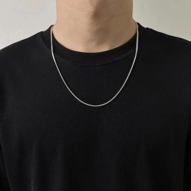 Imagem de Colar Masculino De Corrente De Osso De Cobra Hip Hop Em Aço Inoxidável