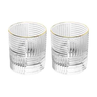 Imagem de Conjunto 2 Copos para Whisky Vidro com Borda Dourada Chess 320 ml Wolf
