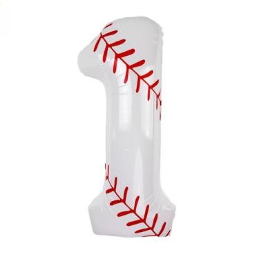 Imagem de Balão de beisebol número 1 de 101 cm, decoração de primeiro aniversário de novato do ano, material de festa com tema esportivo de beisebol