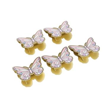 Imagem de GLOGLOW Clipe de Diário de Artesanato, Marcador de Borboleta retrô Cor Formato de Asa Clipes de Pasta Muito Fofos para Cartão Postal Diário Arte Artesanato 5 Peças Marcador de Borboleta de Metal