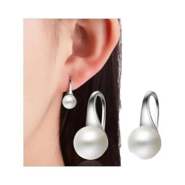 Imagem de Brincos De Pérola De Água Doce Com Gancho De Prata Esterlina 925 Para 