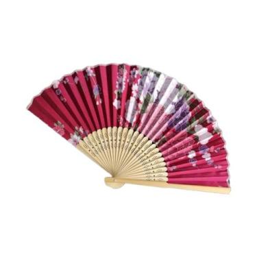 Imagem de Leque De Seda Vintage Estilo Chinês Japonês Com Padrão Floral Para Dec