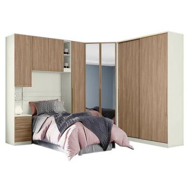 Imagem de Quarto Modulado Solteiro Ambiente 2 New Predileto 5 Peças Areia Jequit
