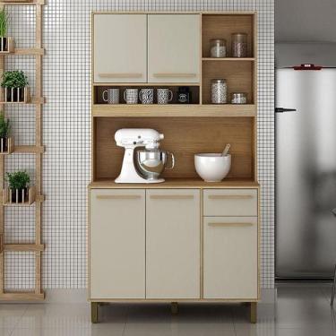 Imagem de Armário de Cozinha Ambiente Ametista Cinamomo Off White - Valdemóveis 