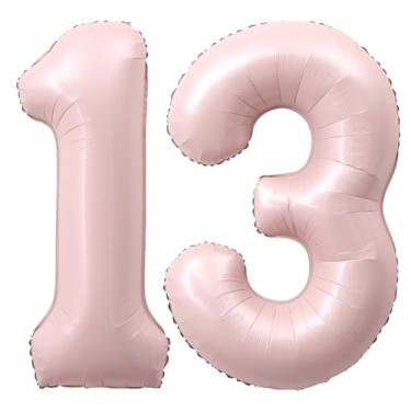 Imagem de SULALABOO Balão grande rosa claro número 13 de 101 cm 0-9 gigante digital 13º para decorações de aniversário de aniversário de formatura