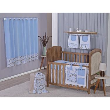 Imagem de Enxoval Bebe Kit Berço Americano Cortina Algodão Menino
