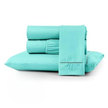 Imagem de Jogo de Cama Macio 400 Fios Versátil para Camas de Casal e Solteiro, Fixação Segura com Elástico(TIFFANY,KING)