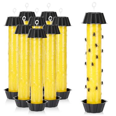 Imagem de Qualirey Armadilhas para moscas para pendurar em ambientes internos e externos para mosquitos pegajosos para insetos domésticos 25 x 6 cm (8 peças)