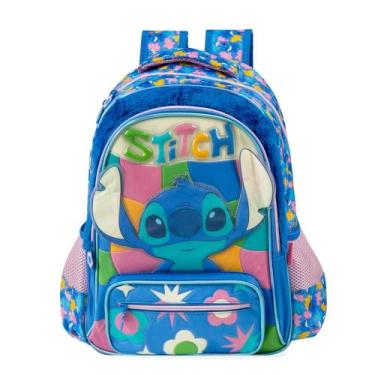 Imagem de Mochila Escolar Feminina Infantil Stitch Azul - Disney, U, Azul