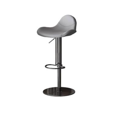 Imagem de Balcão de cozinha, moderno, leve, luxuoso, cadeira de bar, cadeira de bar giratória, cadeira de bar de aço inoxidável (cinza claro)