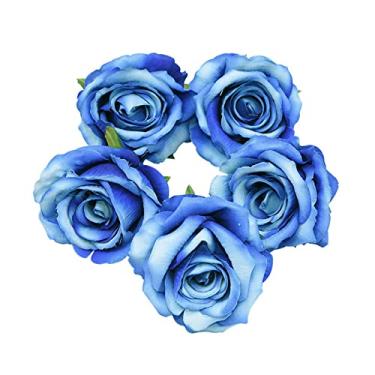 Imagem de NevStp 5/10 peças 10 cm flores artificiais cabeça rosa de seda para decoração de casa de casamento flores falsas DIY grinalda suprimentos para scrapbook, F09, 5 peças