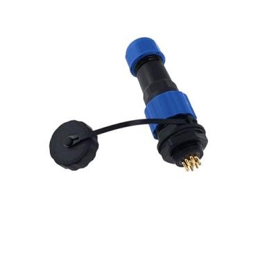 Imagem de Conector SP16 2 pinos/3/4/5/6/7/8/9 à prova d'água IP68 plugue macho e conectores de cabo de alimentação fêmea (porca traseira 8P)