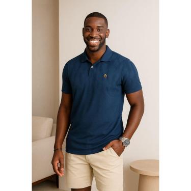 Imagem de Camisa Polo Masculina Com Botões Estampa e Aplique Comfort Premium-Masculino
