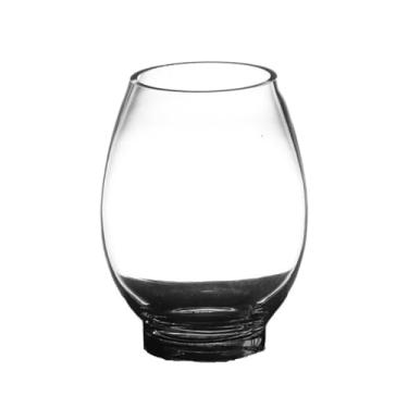 Imagem de Tanque de peixes criativo moderno aquário redondo de vidro pequeno aquário dourado sala de estar em forma de ovo aquário de vidro transparente, visor de mesa de 15 × 15 × 20 cm