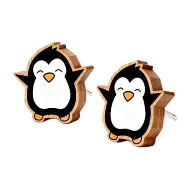 Imagem de Brincos de madeira para mulheres, pé grande, softball, tênis, pinguim, tartaruga, cão, gato, vaca, pato, Papai Noel, preguiça, hipopótamo, margarida, golfinho, fofo, vintage, hipoalergênico, brincos