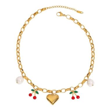 Imagem de Colar com pingente de sol, estrela-do-mar, pérola, coração, tartaruga, sol, dopamina, aço inoxidável, clavícula, joia banhada a ouro