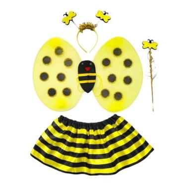 Imagem de Fiocias Tiara de Abelha com Saia - Fantasia Infantil Fofa de Abelha para Apresentação E Baile de Máscaras, Estilo a