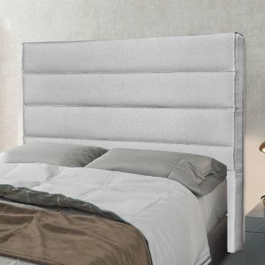 Imagem de Cabeceira Casal King 1,95m Estofada Em Tecido Linho Greta - Lucadi Rústico Grígio