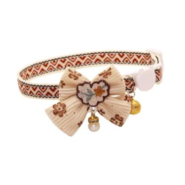Imagem de predolo Colar gargantilha para gatos com laço, acessório elegante e ajustável para o pescoço de animais de estimação, ideal para gatos e cães de pequeno