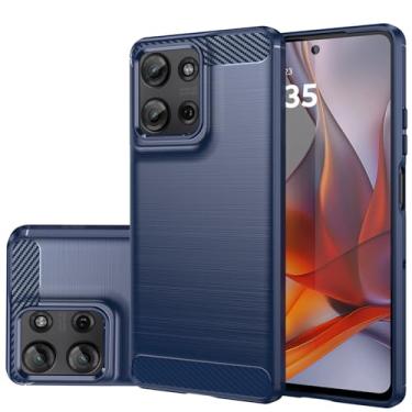 Imagem de Gufuwo Capa para Moto G75, para Motorola G75 5G, fina, de fibra de carbono, capa traseira macia, antiarranhões, à prova de choque, capa protetora para Motorola Moto G75 azul