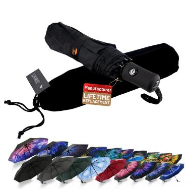 Imagem de SY COMPACT Guarda-chuva de viagem à prova de vento automático leve inquebrável guarda-chuva de fábrica (preto)