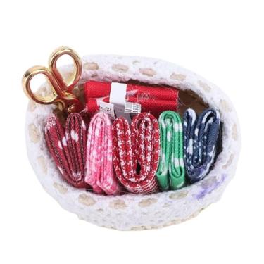 Imagem de RiToEasysports Cesta de Costura Em Miniatura, Mini Decoração Artesanal de Poliéster e Liga, Perfeita para Acessórios de Casa de Bonecas e Itens Colecionáveis