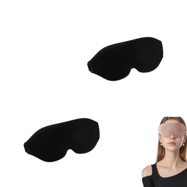 Imagem de PLAYTHROUGH Máscara de dormir com 2 peças, máscara de dormir 3D com alça elástica ajustável para viagem de soneca, leve (preto)
