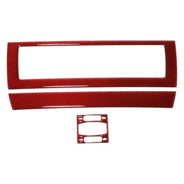 Imagem de TUCKBOLD Adesivo de capa de moldura de saída de ar condicionado para BMW Série 6 E63 E64 2004-2010 Acabamento interior central decalque decoração de fibra de carbono vermelho 1 conjunto