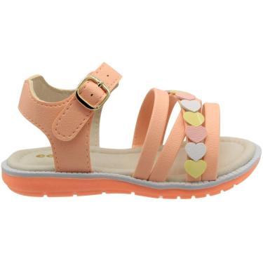 Imagem de Sandália Rasteira Infantil Camin Tira Aplique Coraçãozinhos Menina