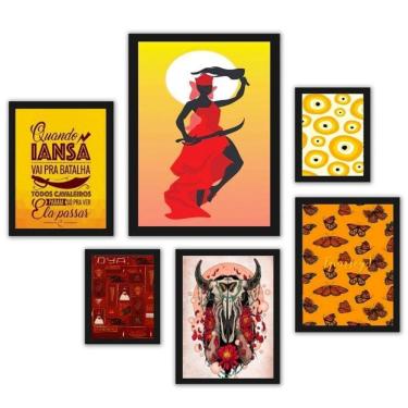 Imagem de Quadro Decorativo Orixá Iansã - 6 Peças com Moldura Preta