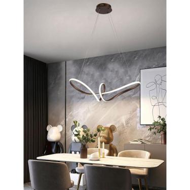 Imagem de Lustre Pendente Arco Infinito Aneis 3 Em 1 Luminaria Led 49w Luxo Ambiente Moderno Sala Ca