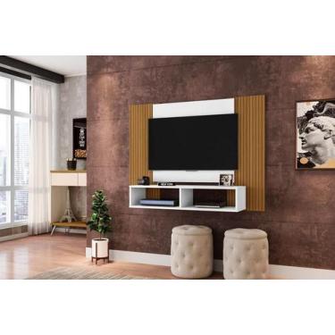 Imagem de Painel Chile Sala para TV 48 Pol - Loja DoceLar, Branco/Ripa