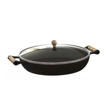 Imagem de Frigideira Paella Ferro Fundido Com Tampa De Vidro 36 Cm