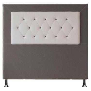 Imagem de Cabeceira Casal 1,40m Havana Suede Branco Cinza