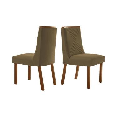 Imagem de Cadeira Sala De Jantar Montreal Kit 2 Un Imbuia-veludo Capuccino - Rufato