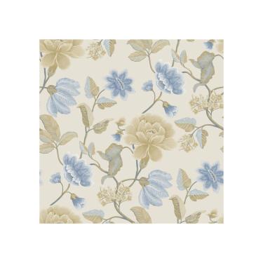 Imagem de Papel de Parede Icon Floral Azul e Bege IC3102