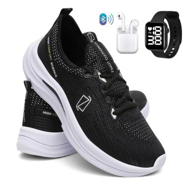 Imagem de Kit Tênis Masculino Para Corrida e Academia Super Leve e Macio com Relógio e Fone-Masculino