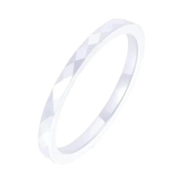 Imagem de Anel De Noivado Cerâmico Preto E Branco De 2mm Para Mulheres JeeMango 