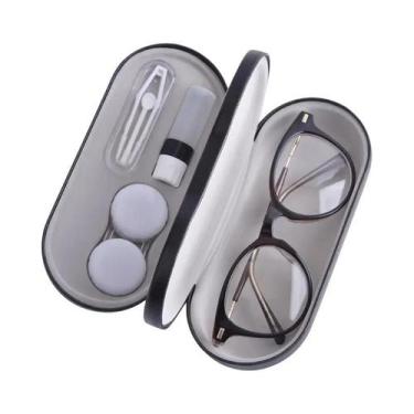 Imagem de Estojo Dobrável Para Lentes De Contato Com Textura De Madeira, Resiste