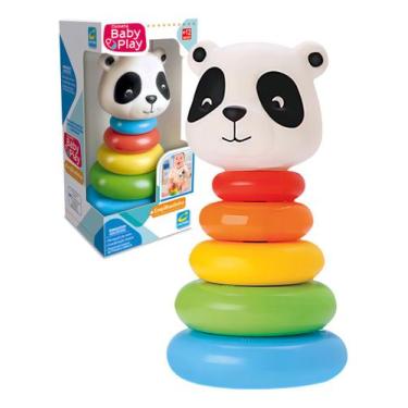 Imagem de Brinquedo Ursinho Pirâmide Argolas De Empilhar Torre Educativa Monta E