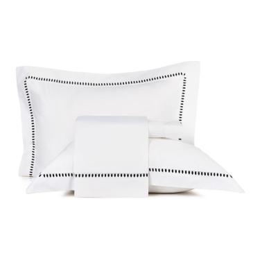 Imagem de Jogo De Cama Queen Altenburg Bordados Em Cetim 300 Fios Cerclê Preto